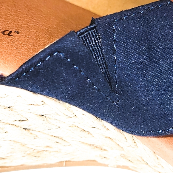 Tommy Bahama Stacey Womens Sz.7 Navy Wedge Peep Toe Slip On Heels Sandal - Picture 3 of 9